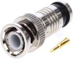 BNC Rg59 Conector coaxial de compresión macho para cámara de seguridad