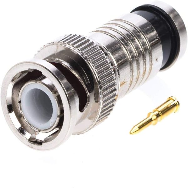 BNC Rg59 Conector coaxial de compresión macho para cámara de seguridad